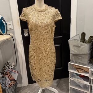 Elegant Gold Lace Dress